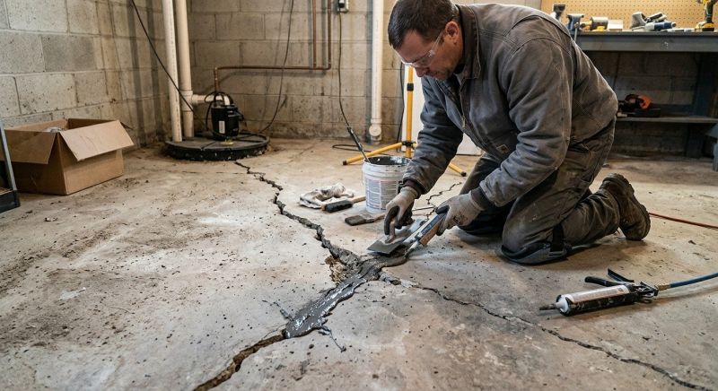 Cracked Basement Floor Repair in Takoma Park, MD