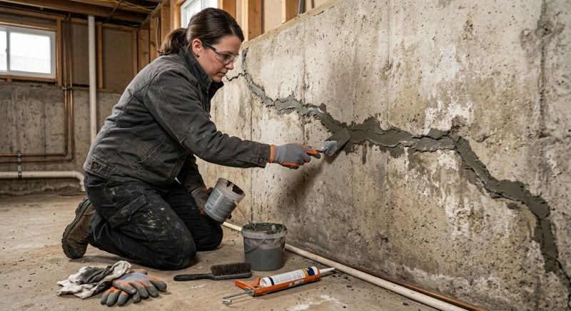 Cracked Basement Floor Repair in Takoma Park, MD